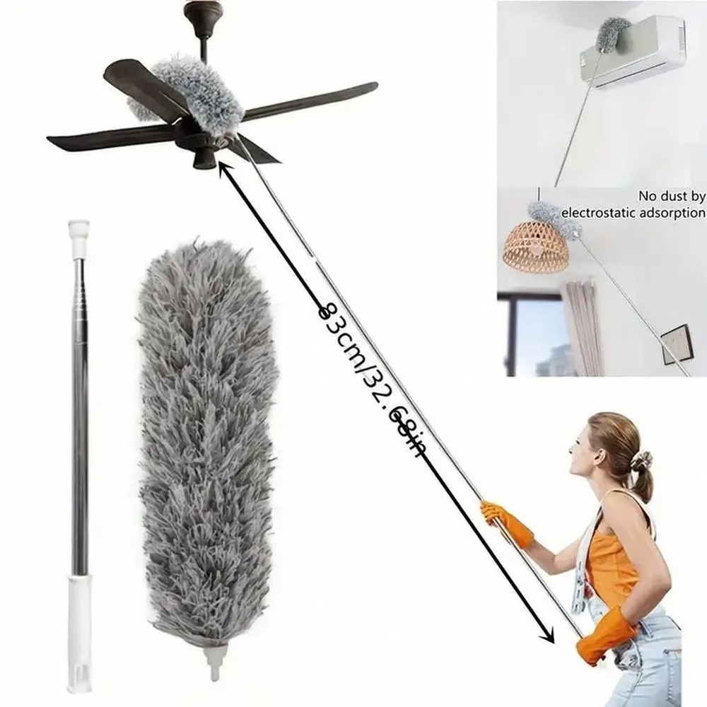 47" Extendable Microfiber Duster Pole - Bendable Stainless Steel Brush