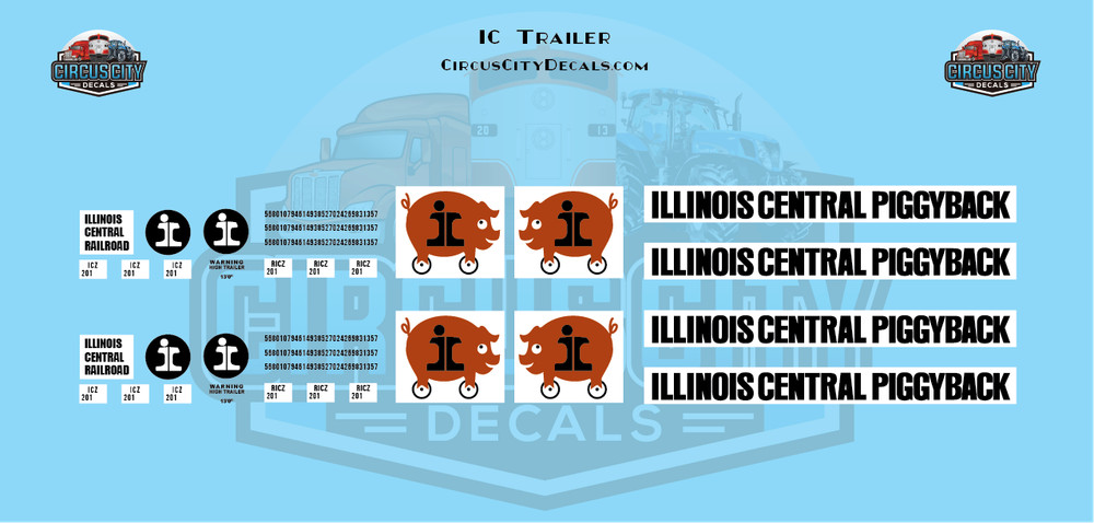 Illinois Central IC Trailer N 1:160 Scale Decals