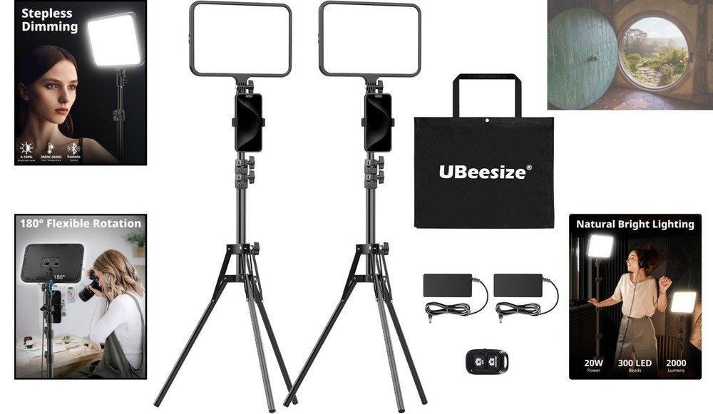 Adjustable 13" LED Studio Lights with 65" Tripod & Bluetooth - Ideal for TikTok