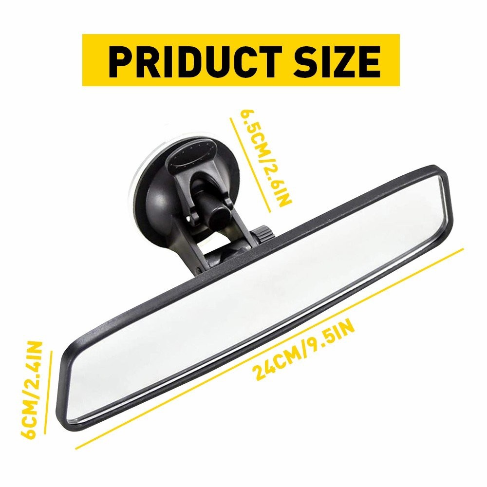 Universal Black Car Rear Suction View Cup Mirror Learner Driver Interior Glass