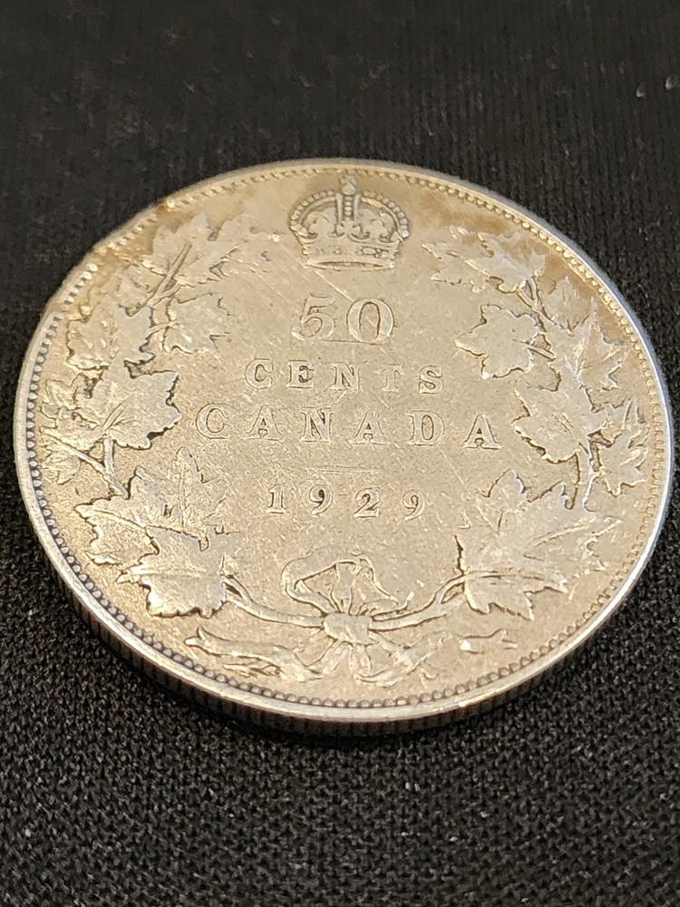 1929 Canada 50 Cents Silver Coin
