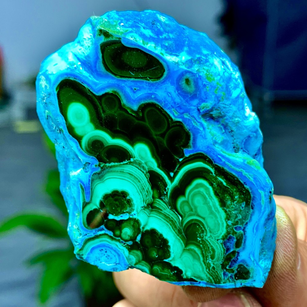 85G Natural Chrysocolla/Malachite transparent cluster rough mineral sample