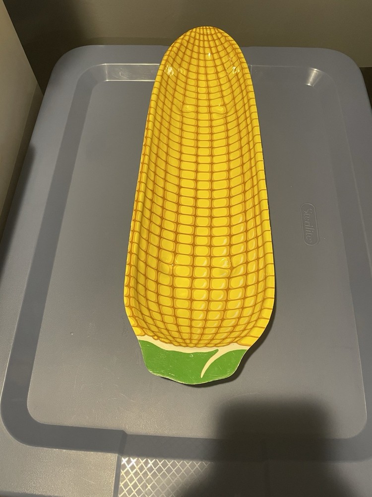 Large Corn Cob Serving Dish Tray Yellow Green Appetizer Dish Plastic
