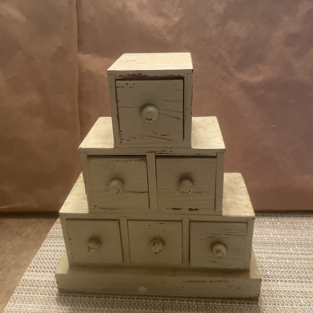 Distressed Wood Storage Stacked Cube Box