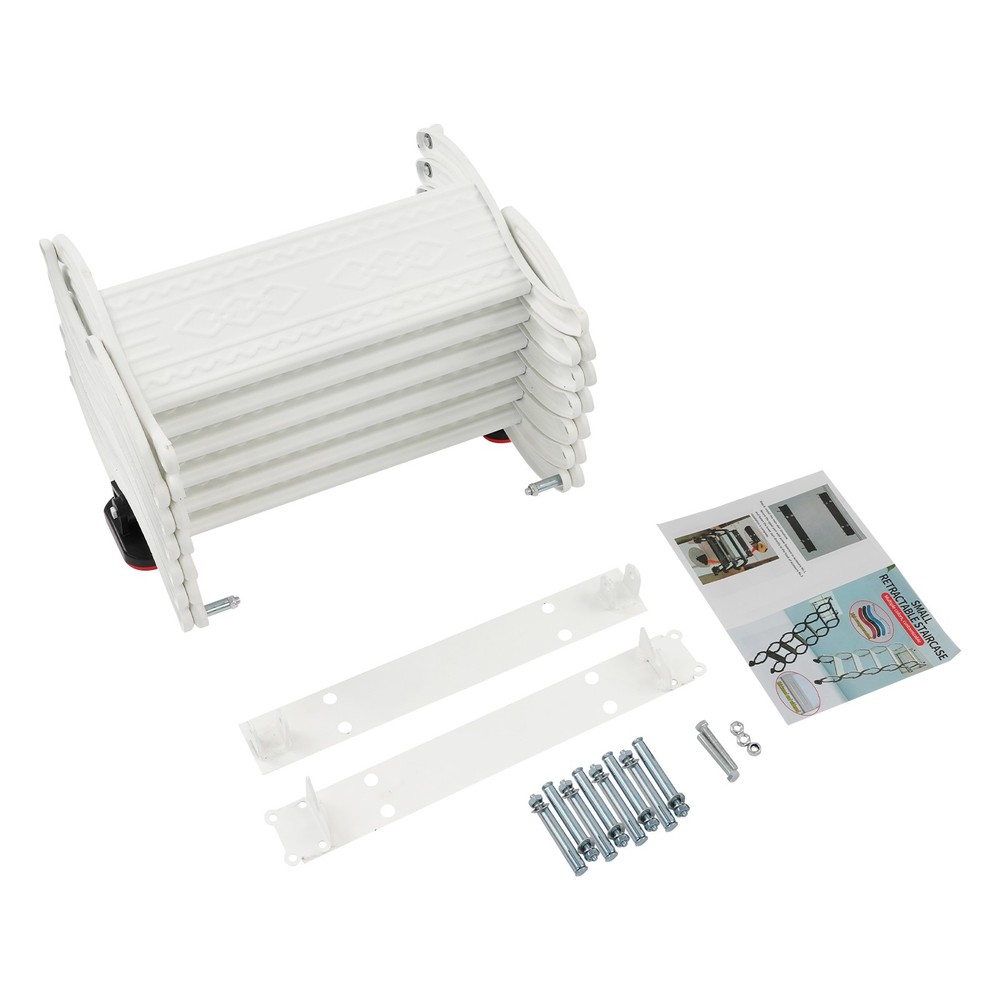 6 Step Wall Mounted Attic Loft Pull Down Ladder Folding Loft Ladder Stairs White