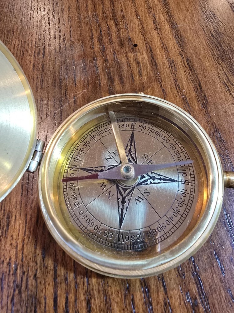Antique Solid brass 3inch push button Pocket Compass