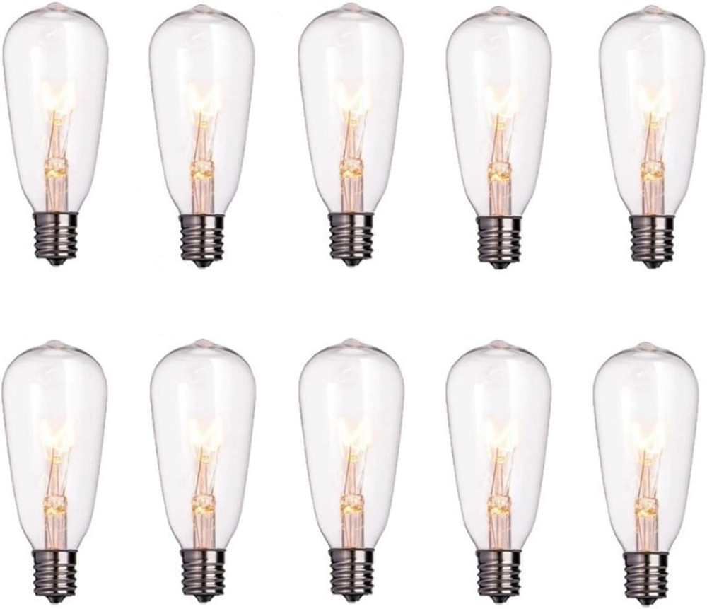 10 Pack Edison Replacement Light Bulbs for Outdoor String Lights, ST40 7W E17 Ba