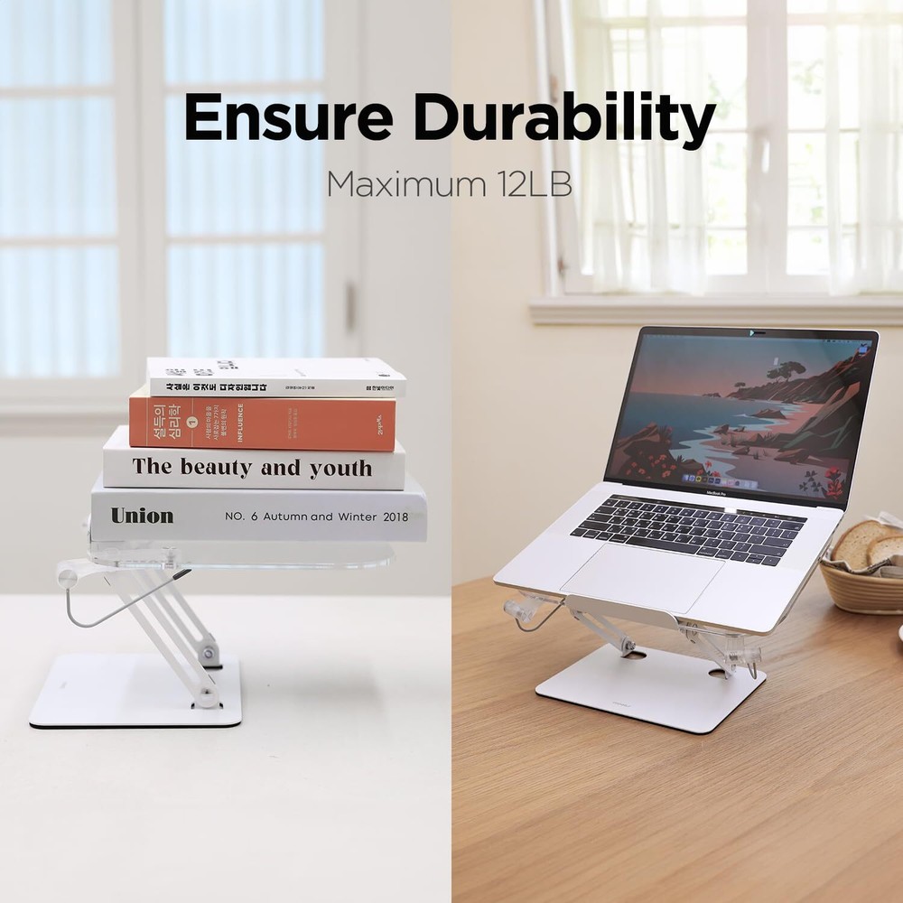 Acrylic Book Stand for Reading Adjustable Foldable Holder with Page Clips Cle...