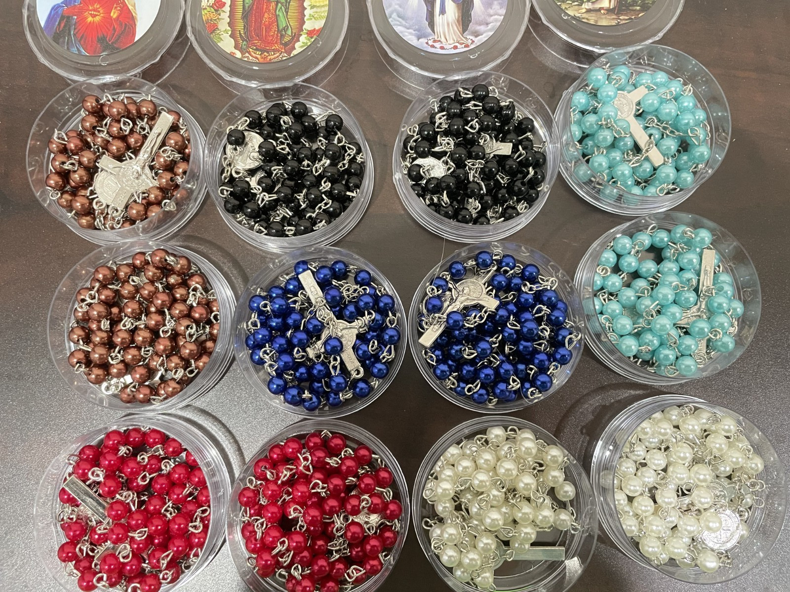 Wholesale lot of 12 Pcs Blessed Rosary Necklace Pearl Beads CATHOLIC Religious