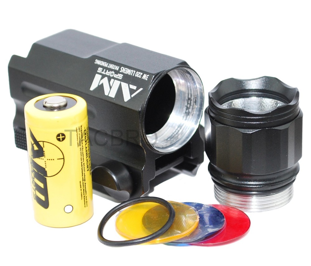 AIM SPORTS LED Flashlight Full Size with Quick Release Mount 220 Lumen
