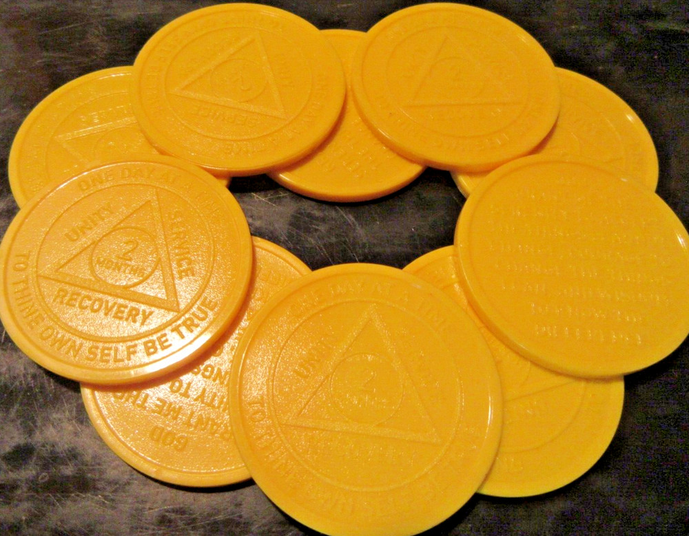 Alcoholics Anonymous Plastic AA 2 Month Poker Chip Medallion Token