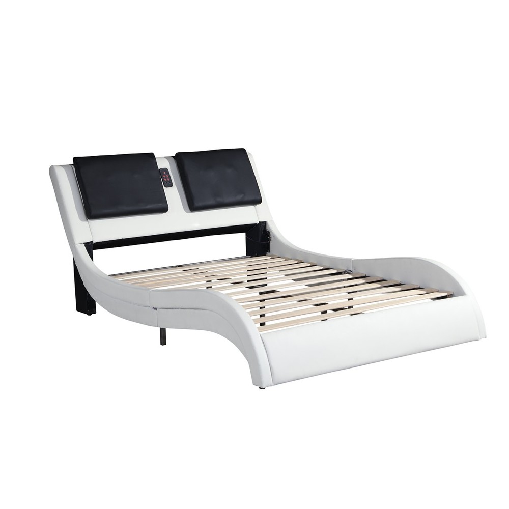 Queen Faux Leather Platform Bed Frame - LED Lighting