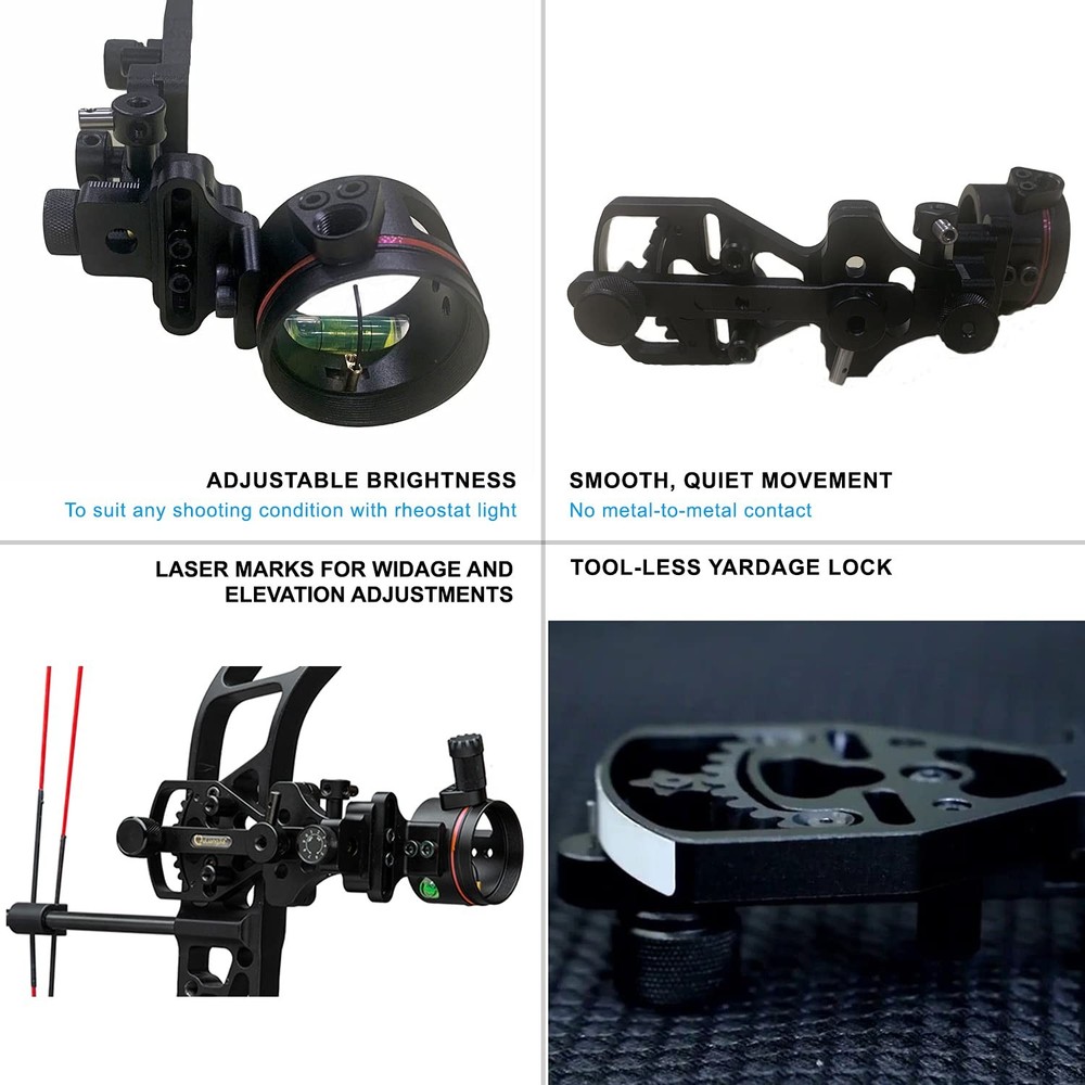 Perogen Archery Compound Bow Sight Single Pin One 7.1*3.9*2.4, 1