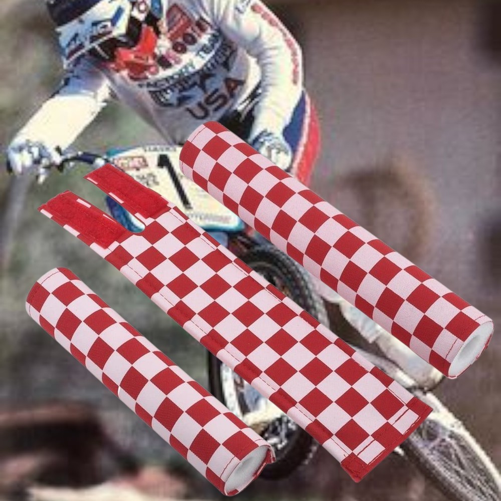 Classic BMX Checker Pad Set (Red/White)