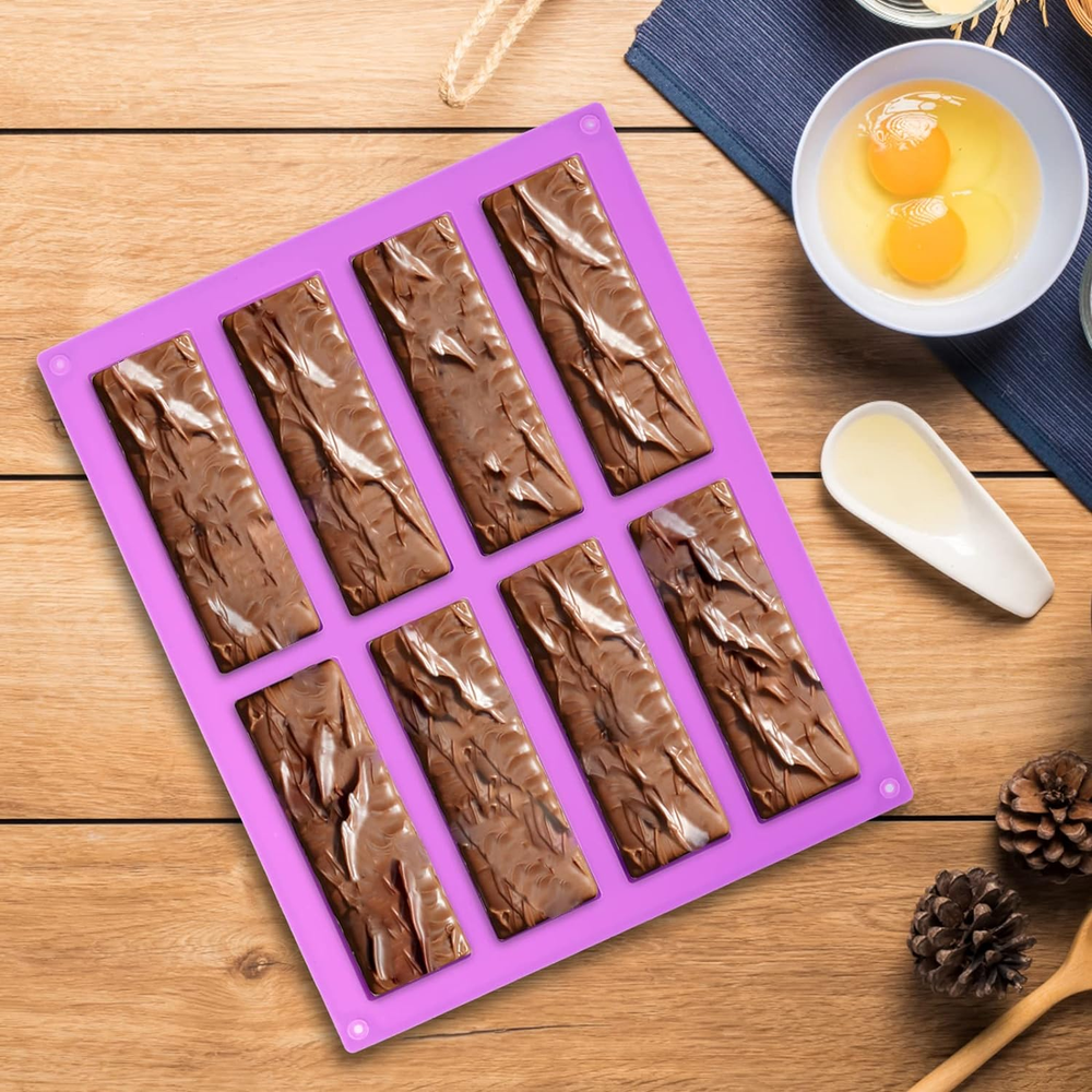 Molde Silicona Para Barritas Granola 3Pack 8Cavidades Rectangular Moldes Barrita