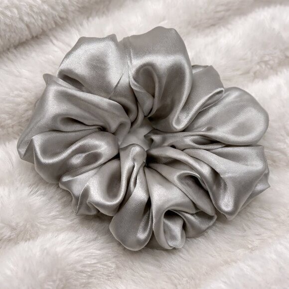 Silver Satin XXL Scrunchie