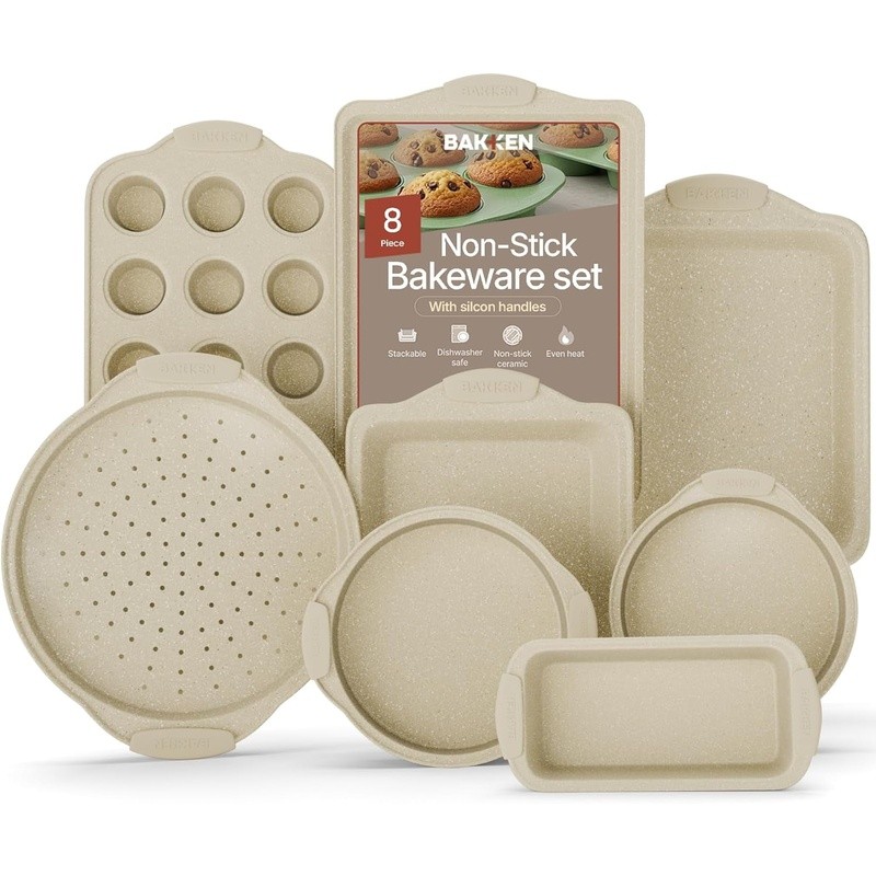 8-Piece Nonstick Carbon Steel Bakeware Set Oven Safe Easy Clean Stackable New