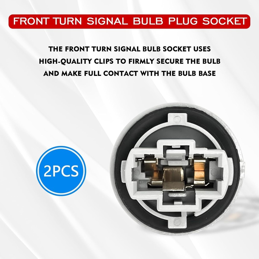 2PCS Turn Signal Bulb Socket, Front Turn Signal Blinker Light Bulb Plug Socket R
