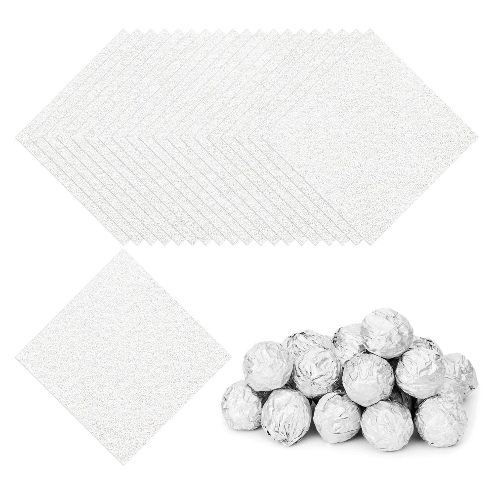 Foil Candy Wrappers 6x6 Inch, 100 Pcs Silver Orange Pattern Paper for Candy
