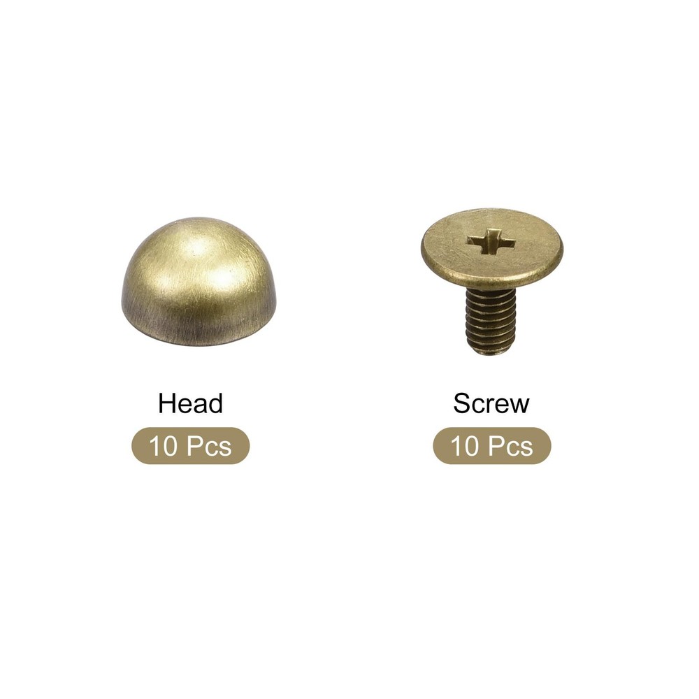 8x5mm Screw Back Rivets Solid Round Head Leather Studs Bronze Tone 10 Sets