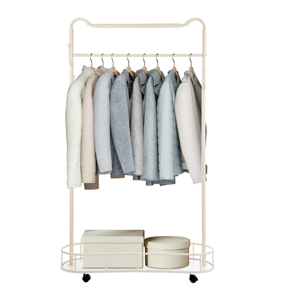 Clothes Rack, Movable Coat Rack, Coat Rack with Storage Basket