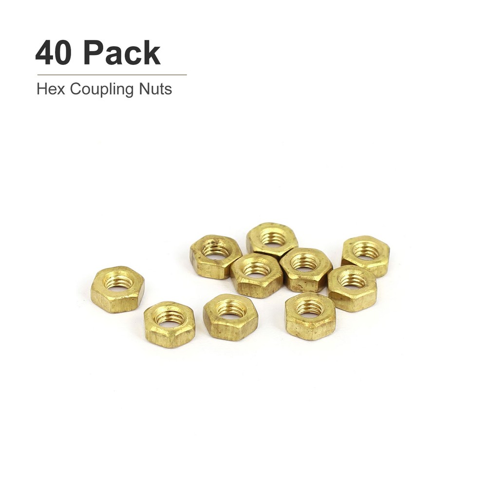 10Pack M4x0.7mm(DxL) Hex Nuts Brass Hexagonal Nuts Gold Tone
