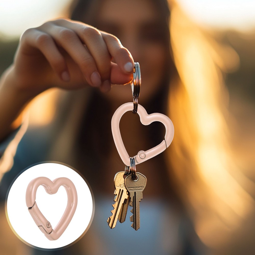 Heart Shaped Hook Clip [15 Pack] - Keychain Clip [Pink]