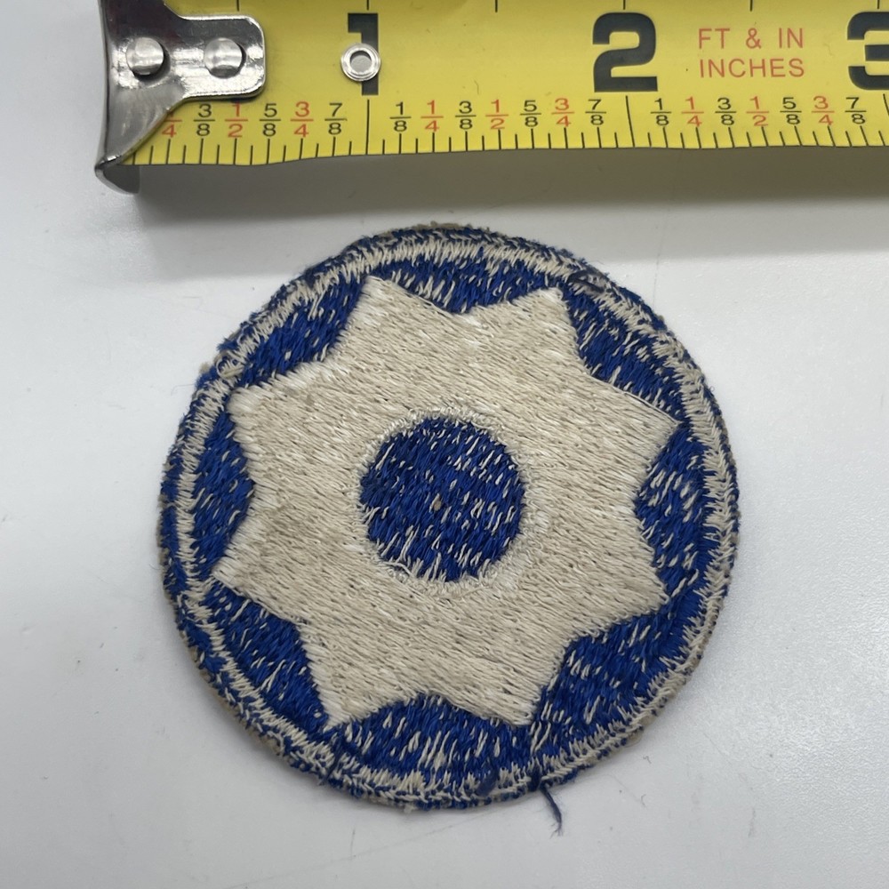 U.S. Military 8th Service Command Patch Insignia 8 Point Star ~2” Round Blue Cut
