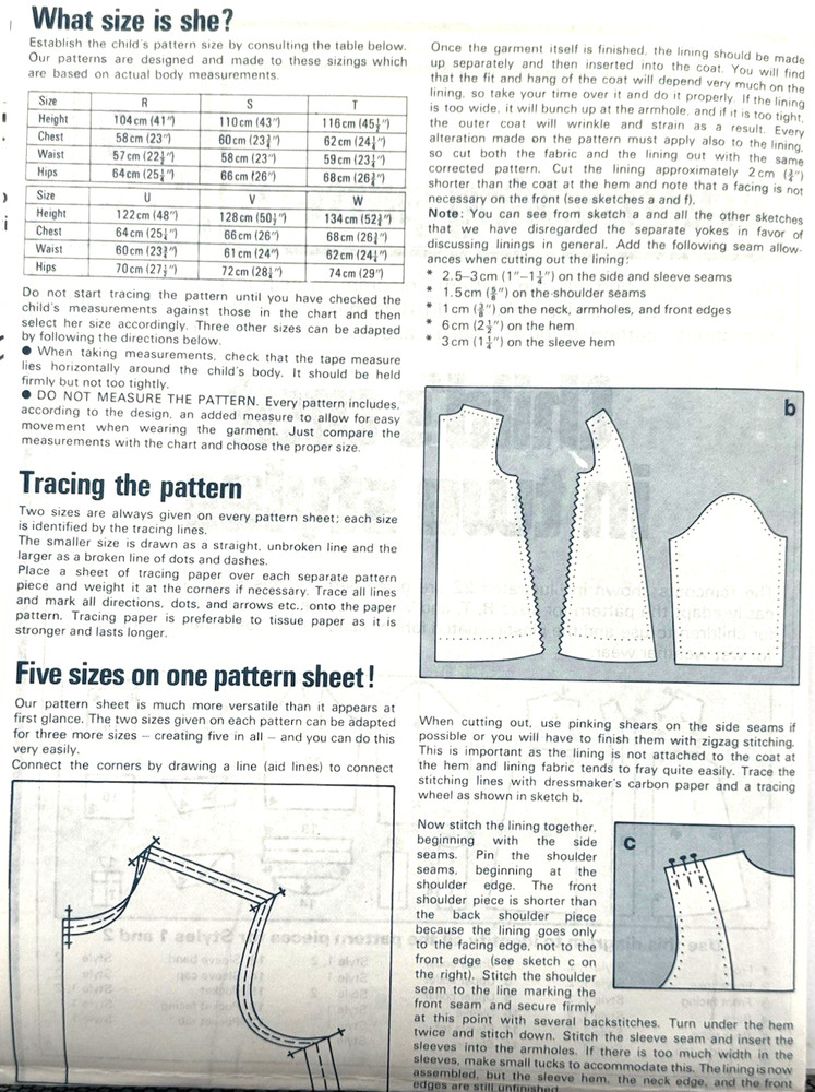 Dressmaking Pattern #22 - Child's Coat (Various Sizes) New