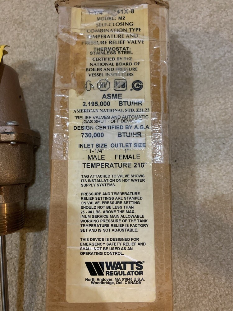 M2 1-1/4 N241X8 Self Closing Combination Type Pressure Relief Valve