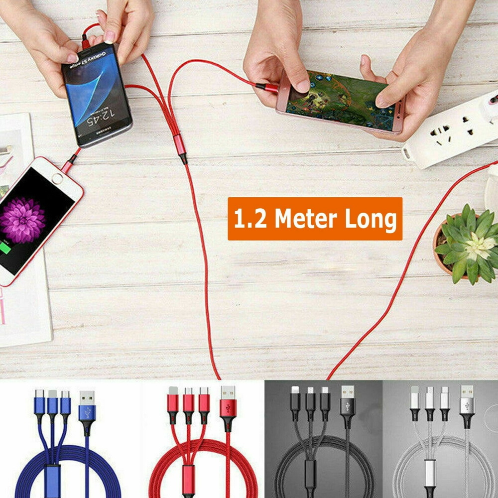 3 in 1 Fast USB Charging Cable Universal Function Cell Phone Charger Cord Lot