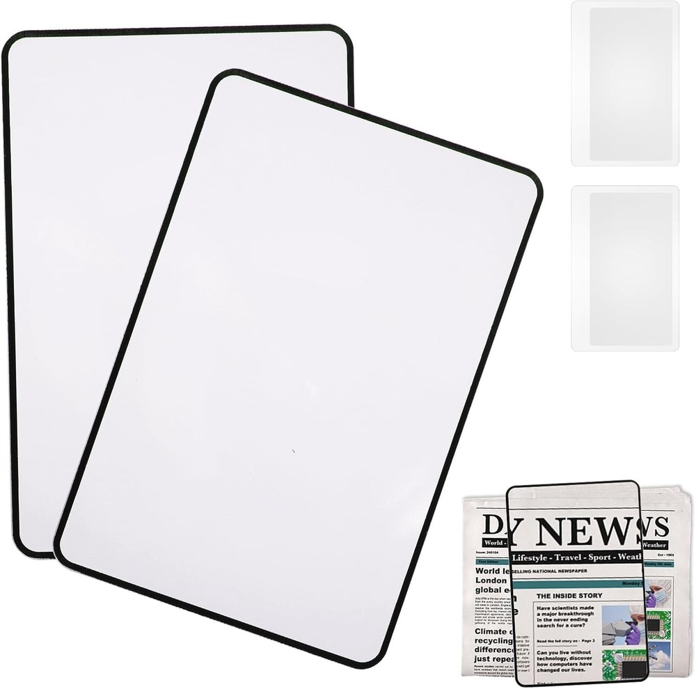 4 Pcs Page Magnifying Sheet 3X 5X Clear Lightweight Magnifier Flat Plastic Op...