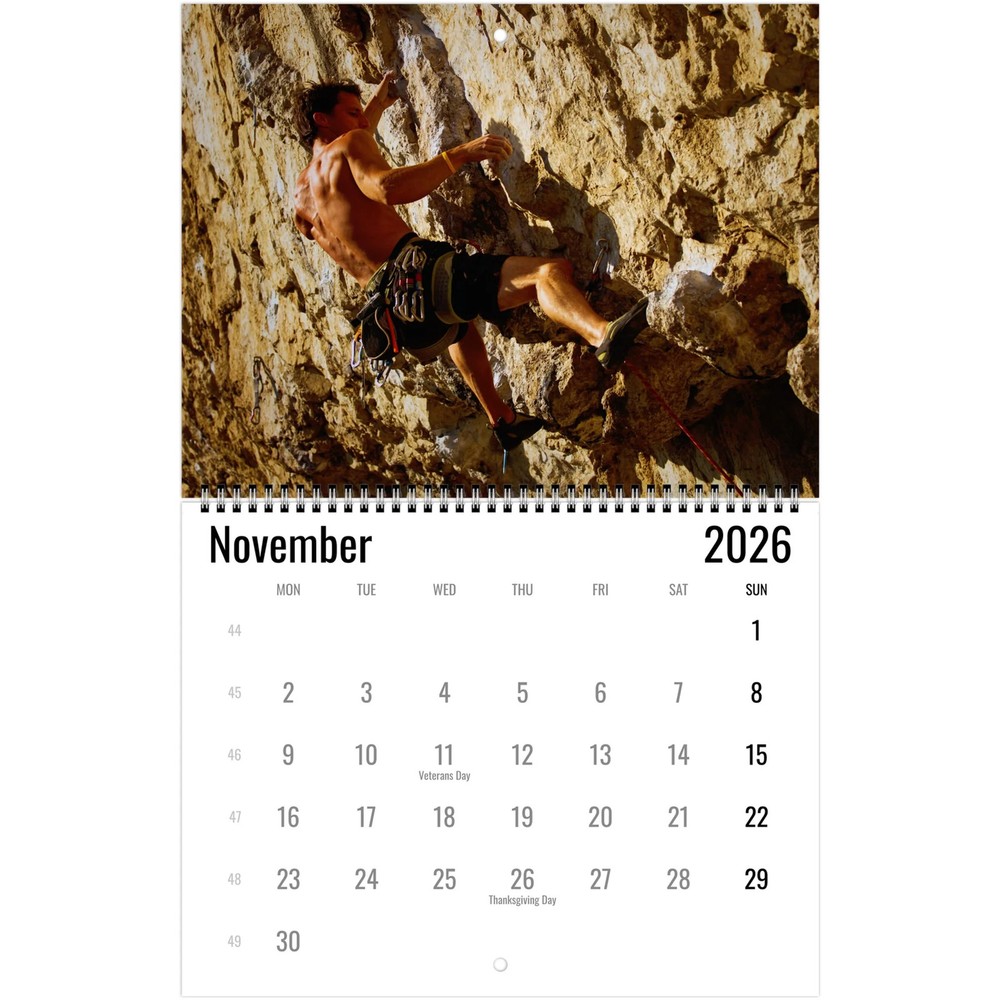 Rock Climbing Wall Calendar 2026