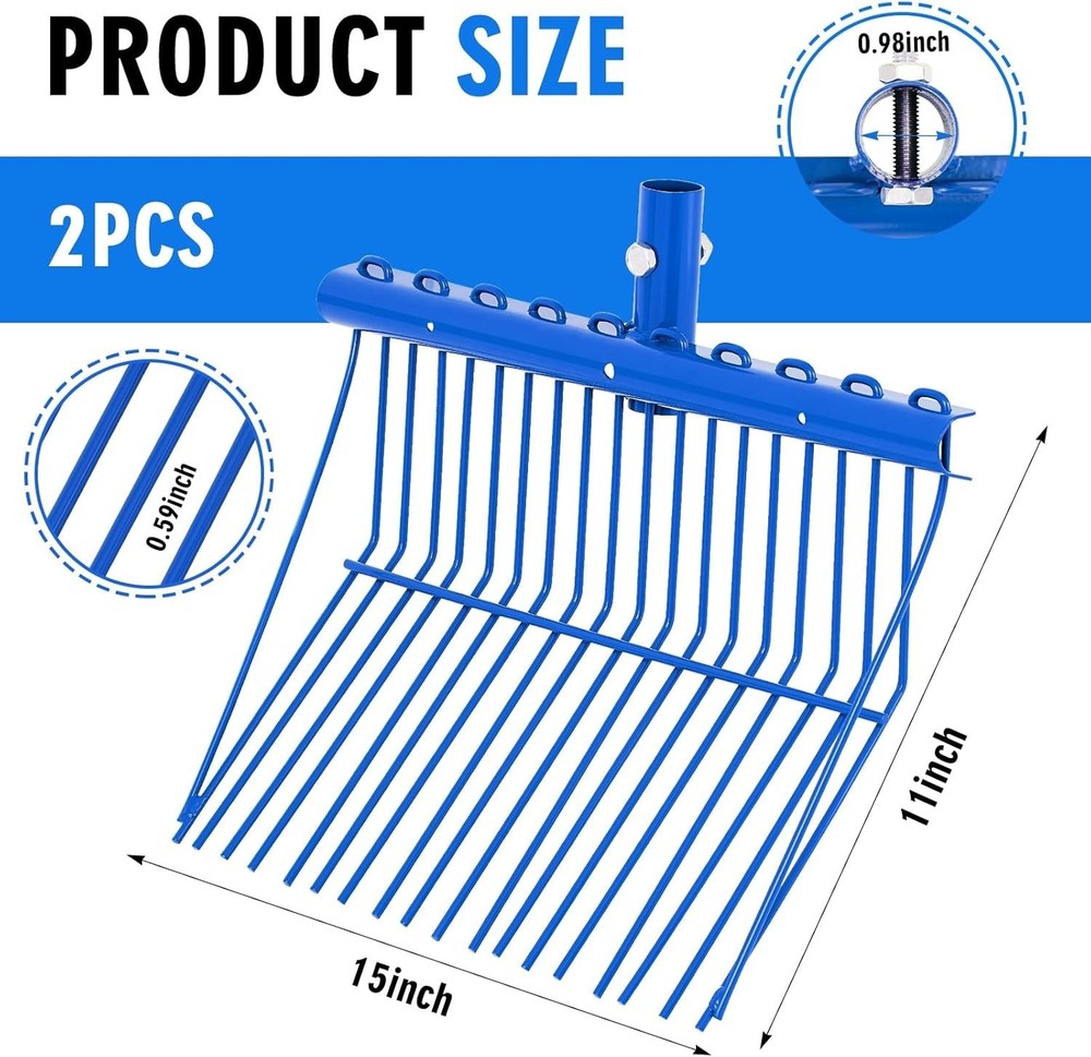 2 Pack Manure Fork Replacement Head Metal Pitchfork Horse Manure Rake Garden Pit