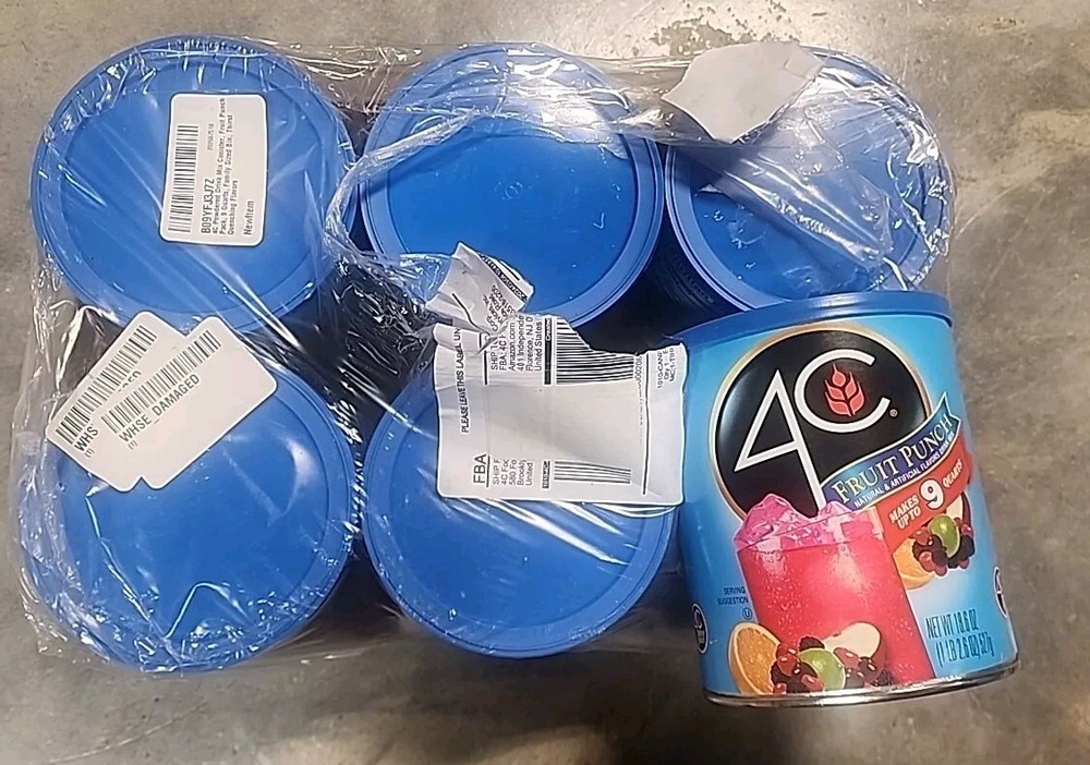 6- Powdered Drink Mix Fruit Punch Makes 9 Quart Each Canister