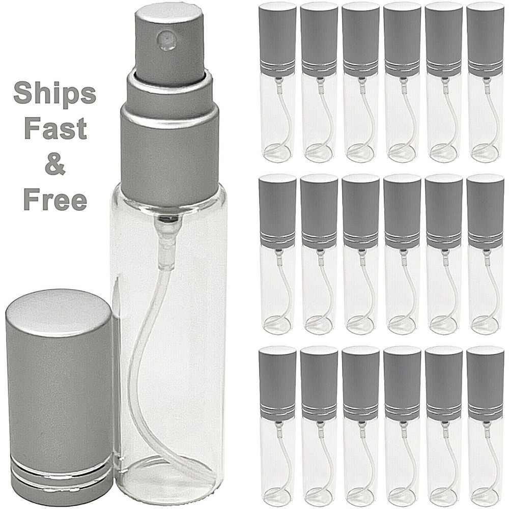 10ml 0.34oz empty perfume glass spray bottles matte silver atomizers lined cap