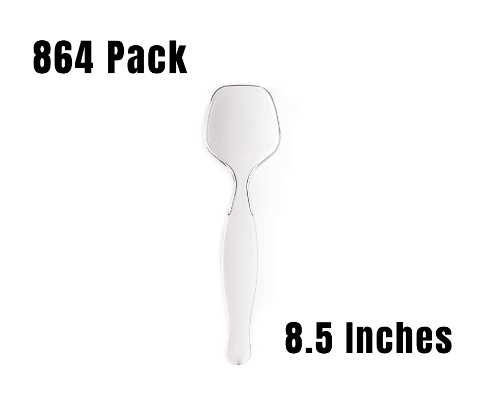 864 Pack Heavy Duty Large Plastic Disposable Clear Serving Spoons 8.5 in