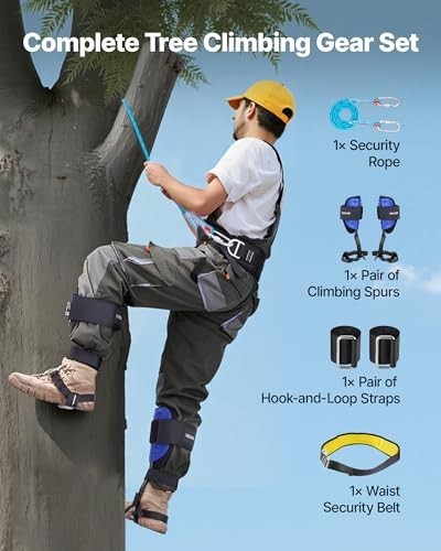 Height-Adjustable Tree Climbing Spikes, 350lbs Load Capacity, Arborist Gear, Cli