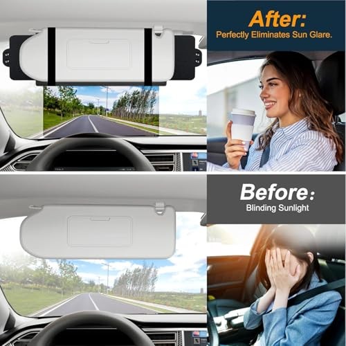 Sun Visor Extender for Car with 2 Side Sunshade, Polarized UniversalB Black