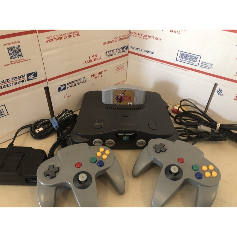Nintendo 64, N64 System / Console Bundle + Cables + 2 Controller + Zelda Ocarina