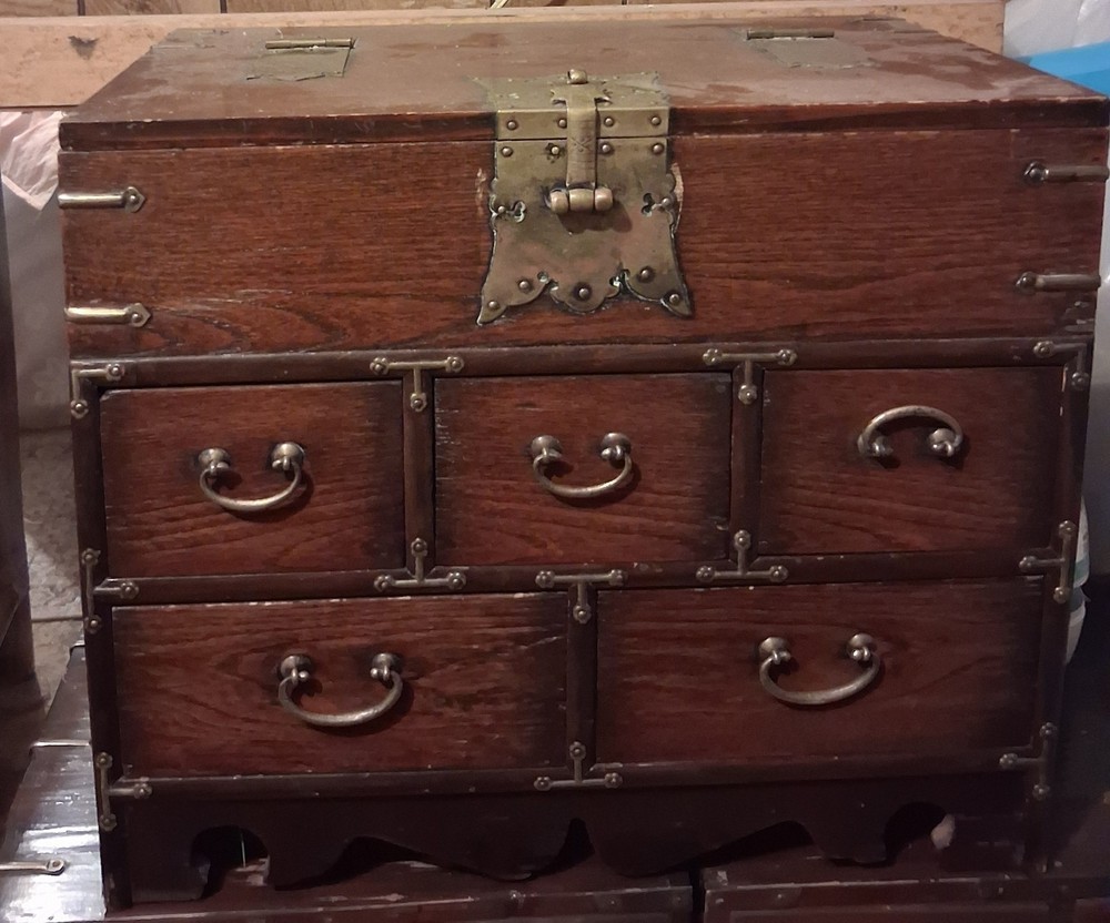 Antique Korean bandaji chest circa 1900 solid wood