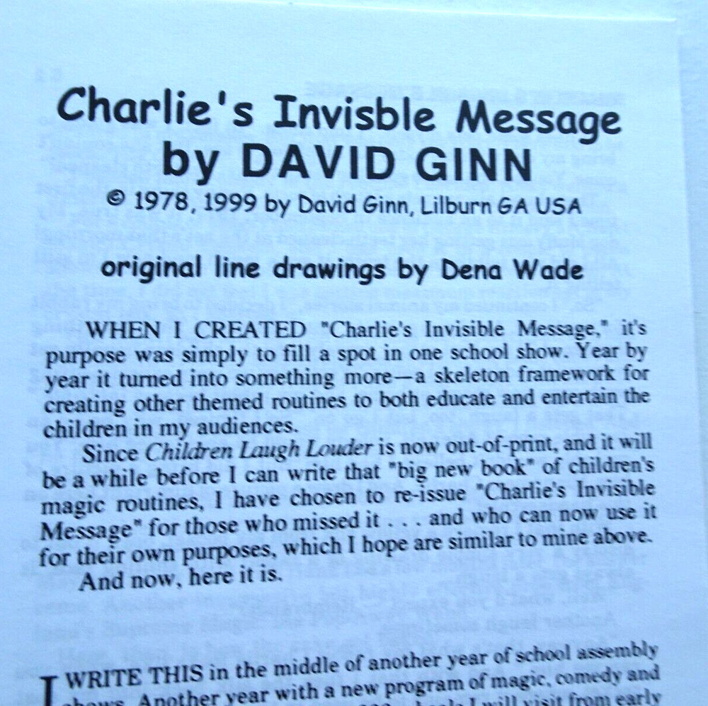 MAGIC - Charlie's Invisible Message by David Ginn - comedy