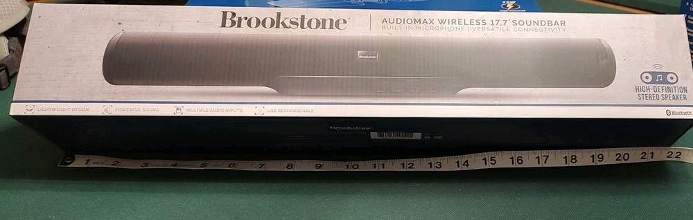 17" Soundbar Wireless Rechargeable Multi-Inputs Bluetooth & Mic by Brookstone