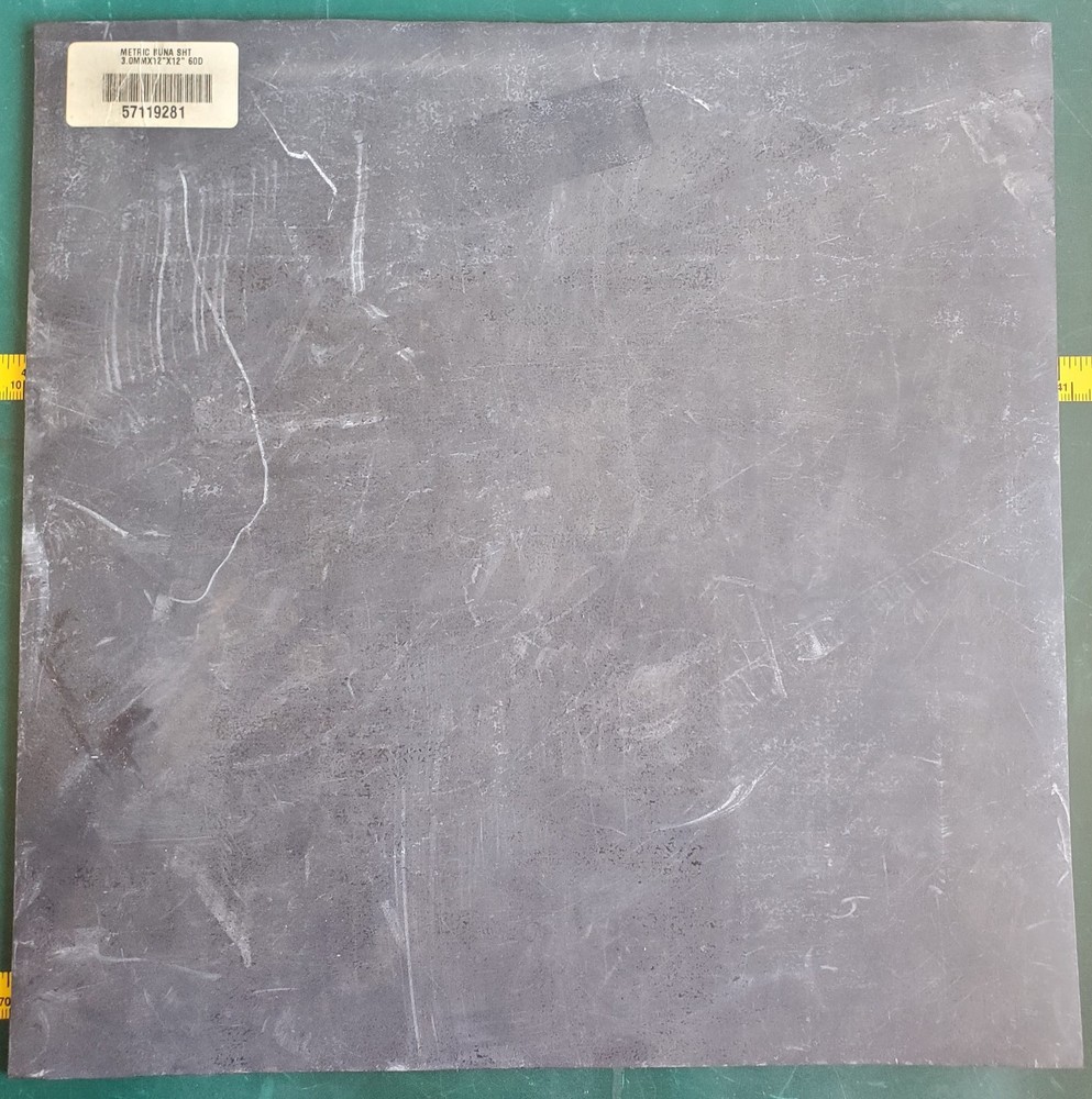 Buna-N Rubber Sheet, 3mm Thickness 12"X12", Black, 60D