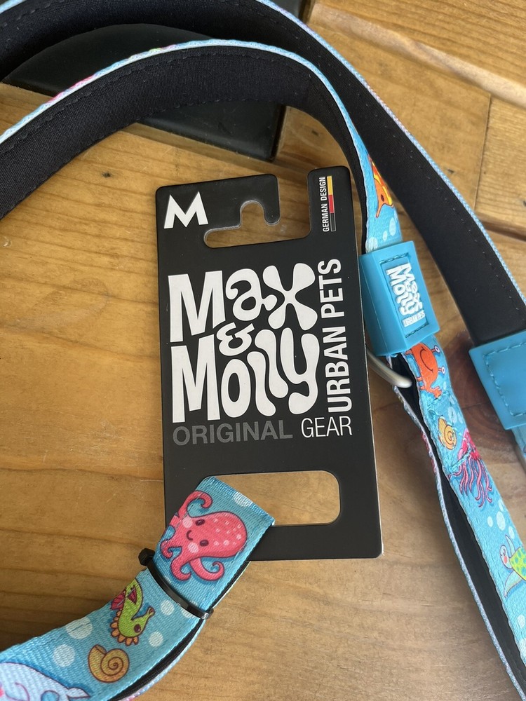 Max & Molly Short Dog Leash - Style: Blue Ocean - Medium Size