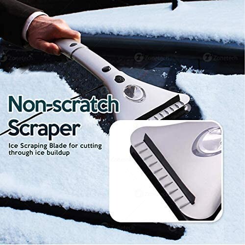 Zone Tech 12V Heated Electric Car Window Snow Ice Scraper Extendable LED Light