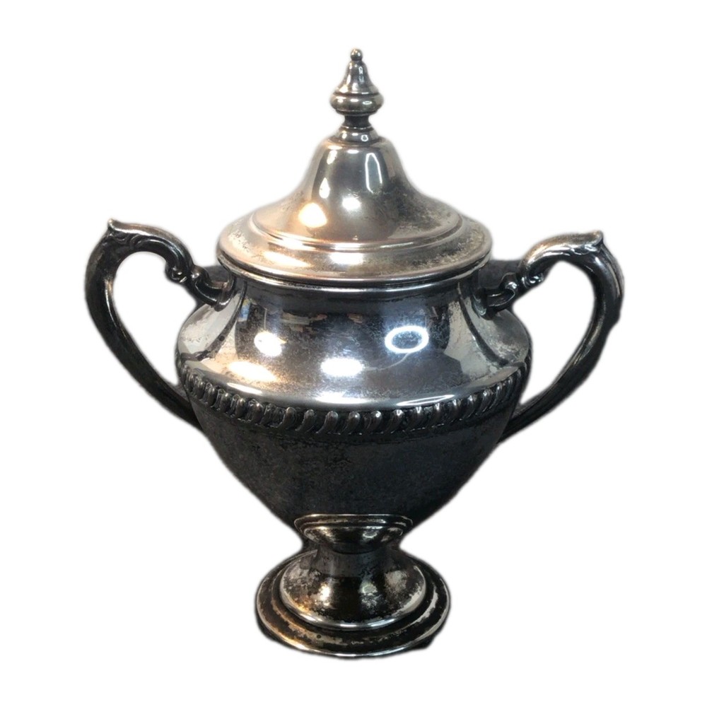 Silver On Copper Sugar Pot, Dish Beautiful Piece. Read Description