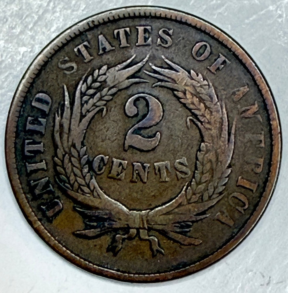 1865 Two Cent Piece – Civil War Era – Plain 5 – Nice Brown