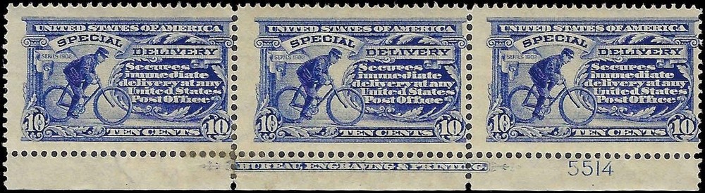 c1911 - #E8 10c Imprint Strip -MH (2 Stamps) - Top Frame Line Missing Error