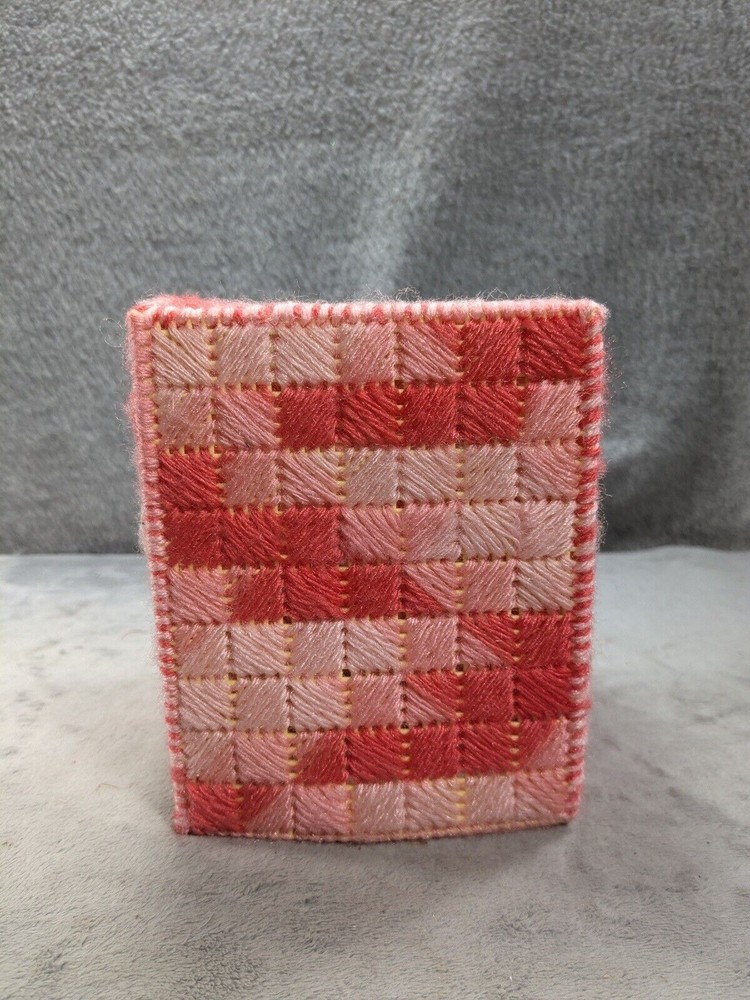 Handmade Needlepoint 6” Tall Tissue Box Cover Valentines Theme
